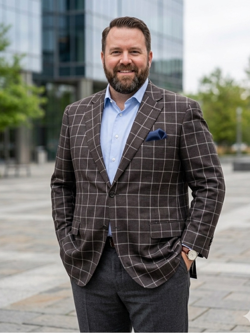 Canali brown & cream  Checkered Blazer